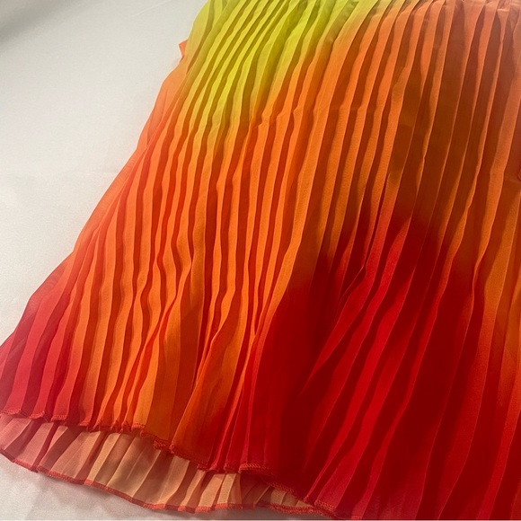STUNNER PLEATED OFF THE SHOULDER MAXI GRADIENT RAINBOW DRESS- Large ❤️ - Picture 6 of 10